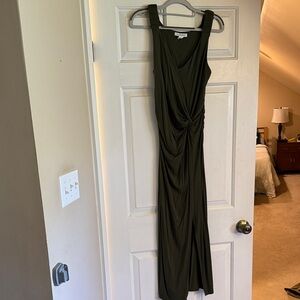 Lucky Brand Olive Green Twist-Detail Maxi Dress